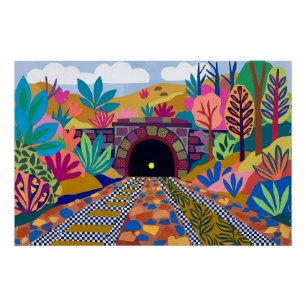 Matisse-Inspired Colourful Railway Tunnel Art Poster