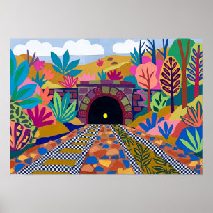 Matisse-Inspired Colourful Railway Tunnel Art Poster