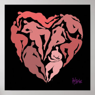 Matisse inspired figures in heart shape poster
