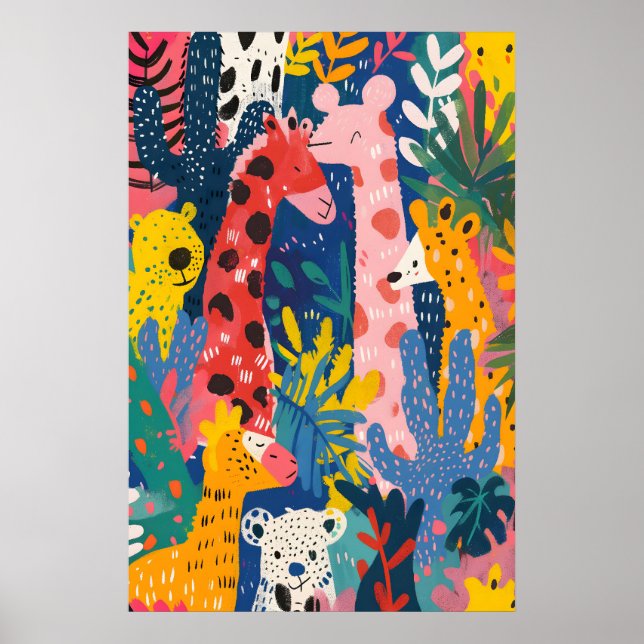 Matisse Inspired Jungle Animals Art Print Nursery (Front)