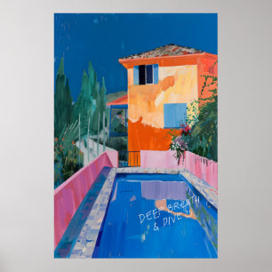 Matisse Inspired Mediterranean Pool Art Print Bold
