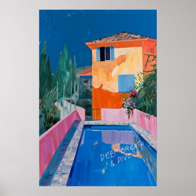 Matisse Inspired Mediterranean Pool Art Print Bold (Front)