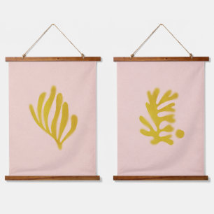 Matisse inspired pink and mustard hanging tapestry