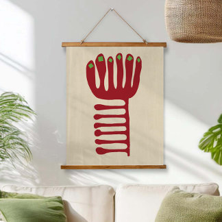 Matisse Inspired Red and Green Hanging Tapestry