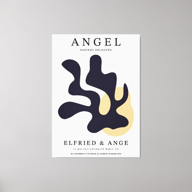 Matisse Leaf Abstract Organic Art Print Navy (Front)