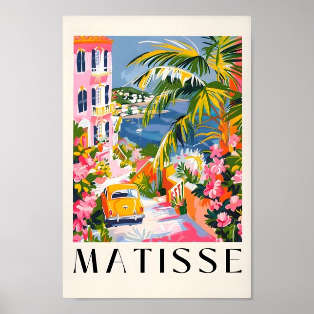 Matisse Print, Coastal Town Poster, Pink Beachy De Poster (Front)