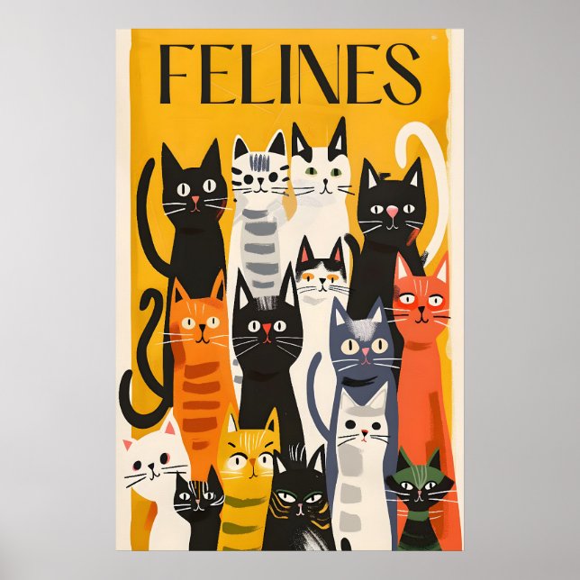 Matisse Style Cat Art Print Colourful Feline (Front)