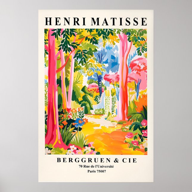 Matisse Style Tropical Forest Art Print Pink (Front)