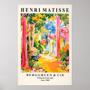 Matisse Style Tropical Forest Poster, Pink Maximal Poster