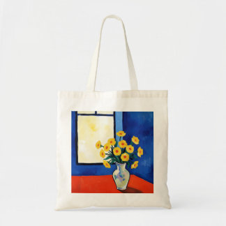 Matisse Style Yellow Flower Blue Orange Window ArT Tote Bag