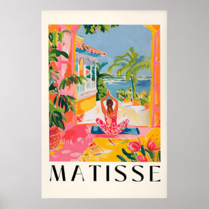 Matisse Style Yoga Print Pink Tropical Beachy Wall