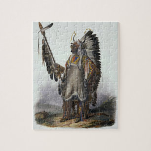 Mato-Tope, a Mandan Chief, plate 13 from Volume 2 Jigsaw Puzzle