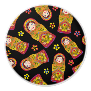 Matreshka pattern ceramic knob