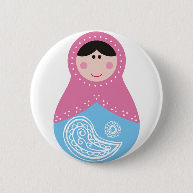 Matrioska pasley spring 6 cm round badge (Front)