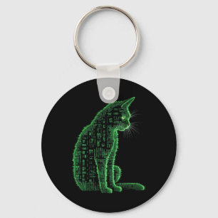 Matrix Cat Art  Key Ring