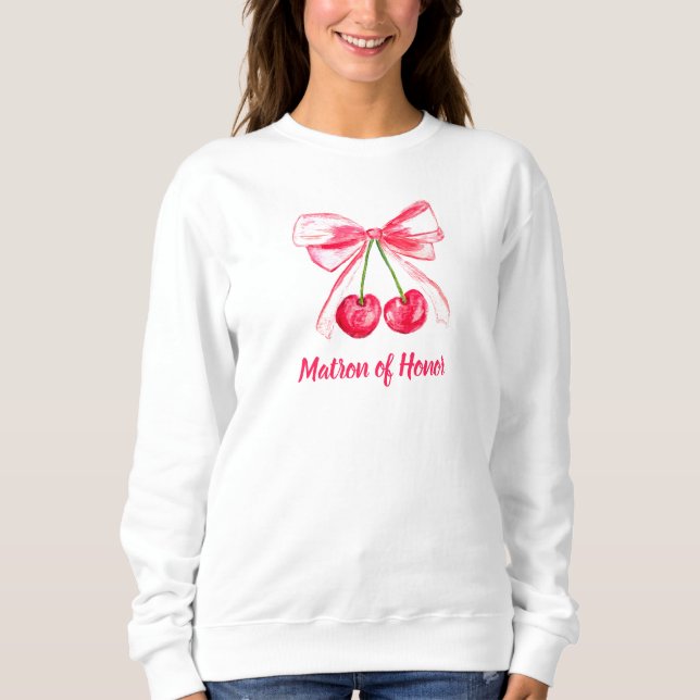 Matron of Honor Coquette Pink Bow Wedding Sweatshirt (Front)
