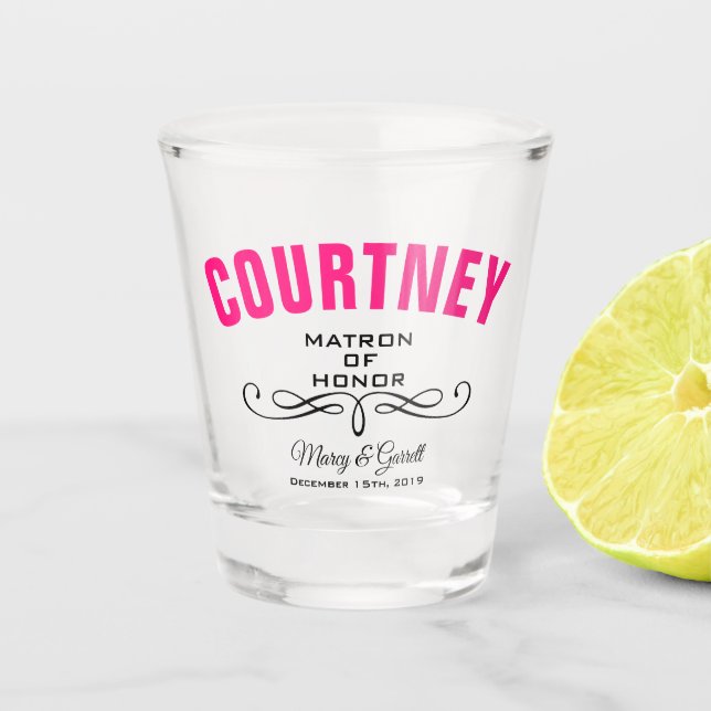 MATRON OF HONOR WEDDING PARTY SHOT GLASS (Front)