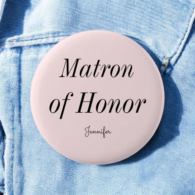 Matron of Honour Blush Pink Wedding Button (Creator Uploaded)