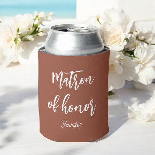 Matron of Honour Brown White Wedding  Can Cooler