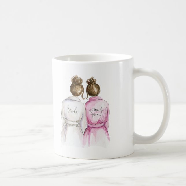 Matron of Honour? Brunette Bun Bride Br Bun Maid Coffee Mug (Right)