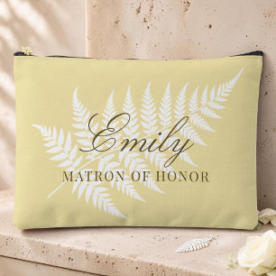 Matron of Honour Butter Yellow White Fern Large Accessory Pouch