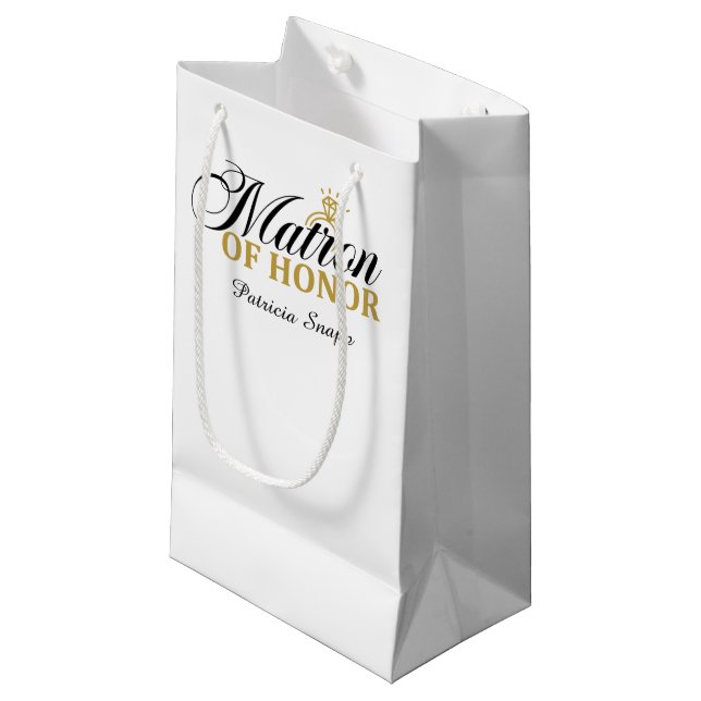 Matron Of Honour customisable Wedding party Small Gift Bag (Front Angled)