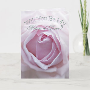 Matron of honour invitation with a pink rose