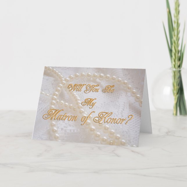 Matron of honour invitation with pearls (Front)