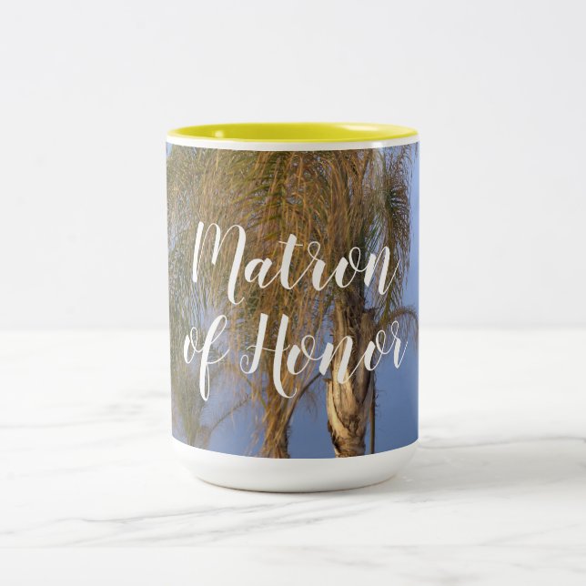 Matron of Honour Palm Trees Wedding Mugs (Center)