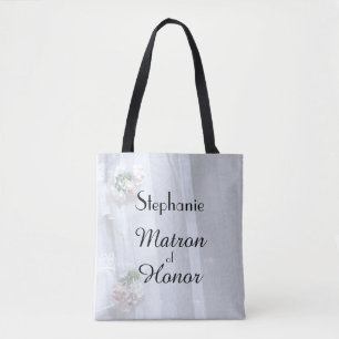 Matron of Honour Personalised Faux Vintage Lace Tote Bag
