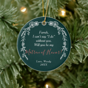 Matron of Honour Personalised Proposal Boho Laurel Ceramic Tree Decoration