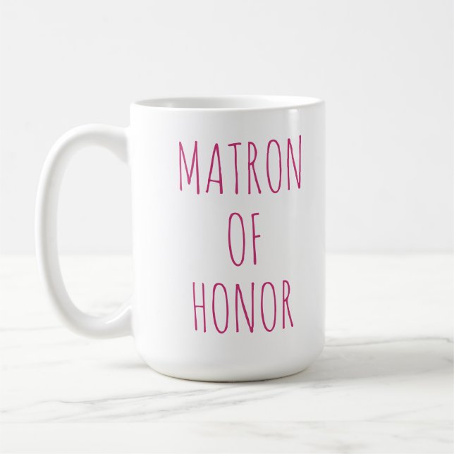 Matron of Honour Pink Font Coffee Mug Wedding (Left)