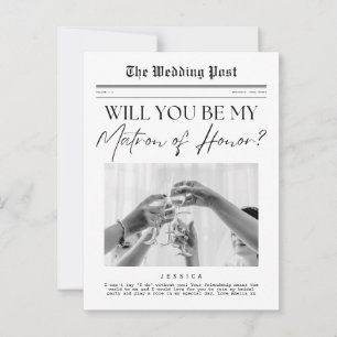 Matron of Honour Proposal US Customisable Newspape Postcard
