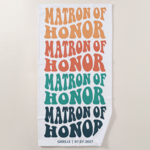 Matron of Honour Retro Pastel Gradient Beach Towel