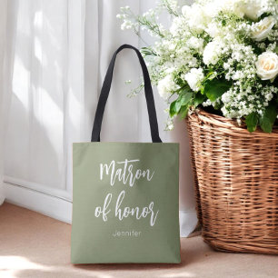 Matron of Honour Sage Green Wedding Tote Bag
