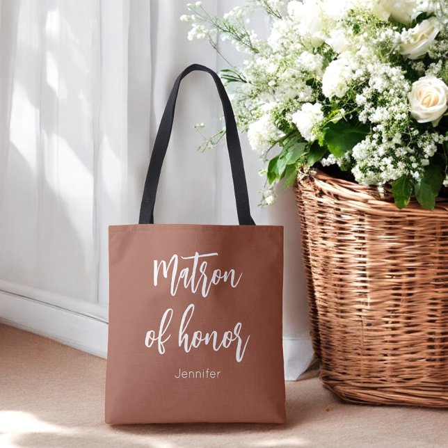 Matron of Honour Terracotta Brown Wedding Tote Bag (Creator Uploaded)