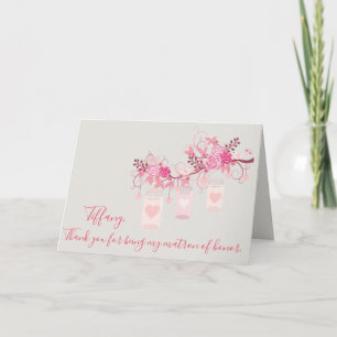 Matron of Honour Thank You Mason Jar Card