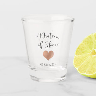 Matron of Honour Trendy Script and Heart Shot Glass