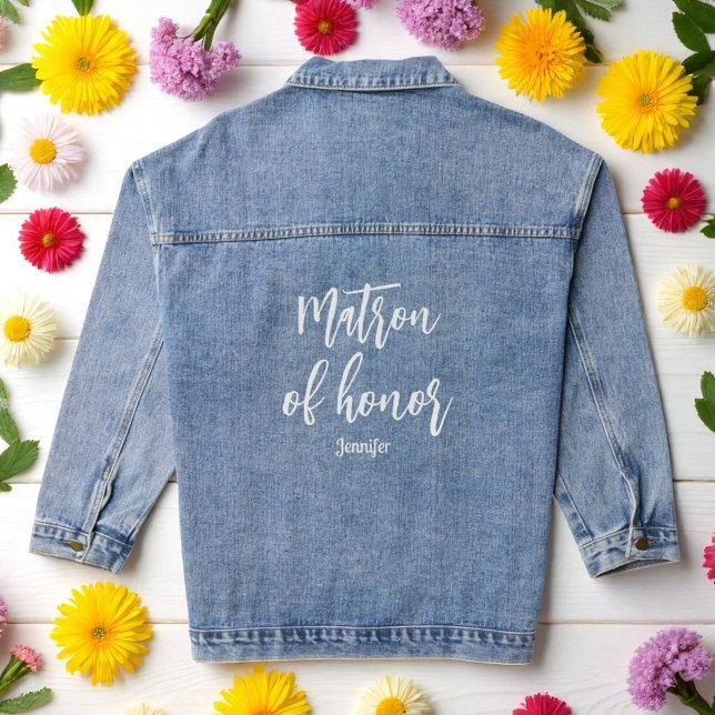 Matron of Honour Wedding Bridal Shower Denim Jacke Denim Jacket (Creator Uploaded)
