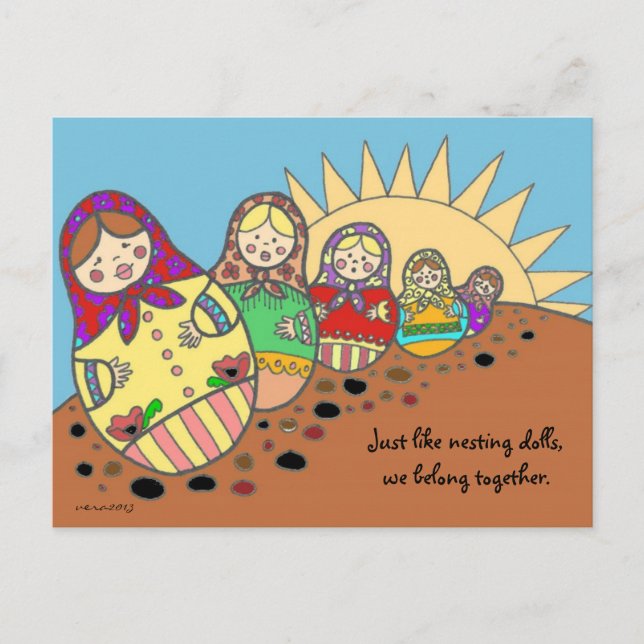 Matroshka Nesting Dolls Ukrainian Folk Art Postcard (Front)