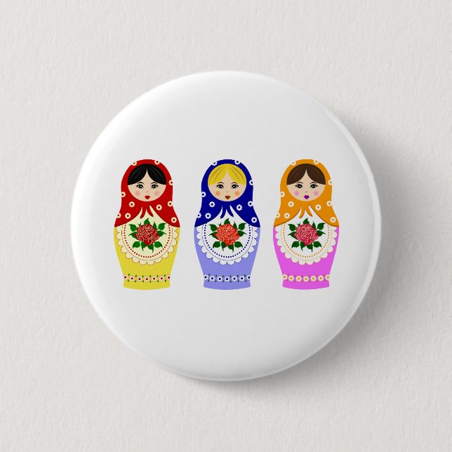 Matryoschka dolls 6 cm round badge (Front)