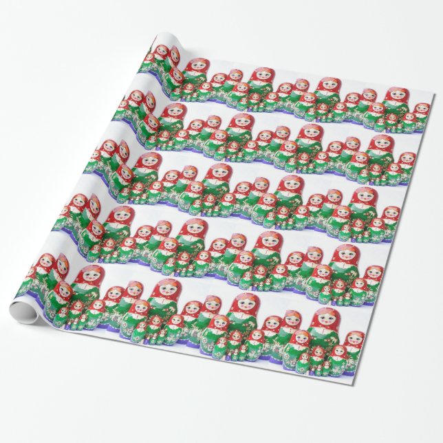 Matryoshka - матрёшка (Russian Dolls) Wrapping Paper (Unrolled)