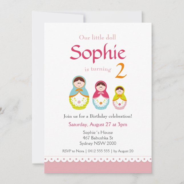 Matryoshka Birthday Party Invitation (Front)