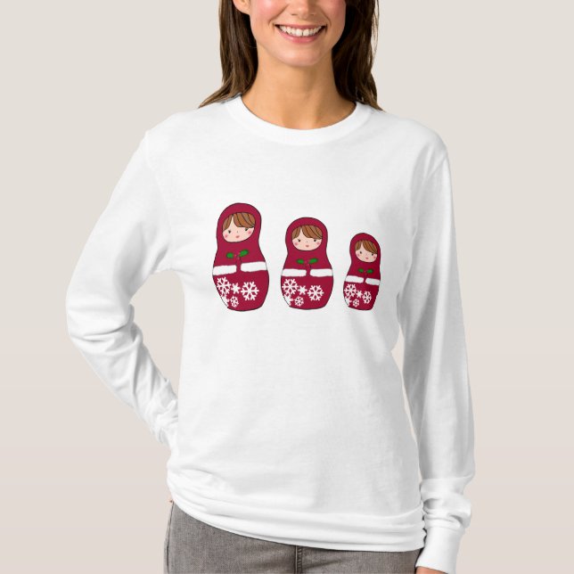 Matryoshka Christmas Hoody Long Sleeve (Fitted) (Front)