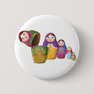 Matryoshka doll - Russian Nested Dolls Pattern 6 Cm Round Badge