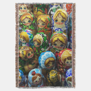 Matryoshka Dolls Souvenir Kiosk Travel Photo Throw Blanket