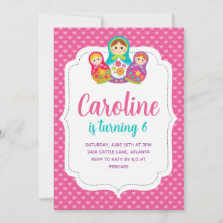 Matryoshka Invitation, Birthday Party Invitation