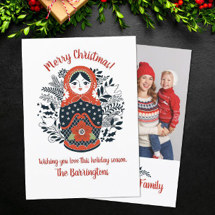 Matryoshka Nesting Doll Cute Christmas Photo Card