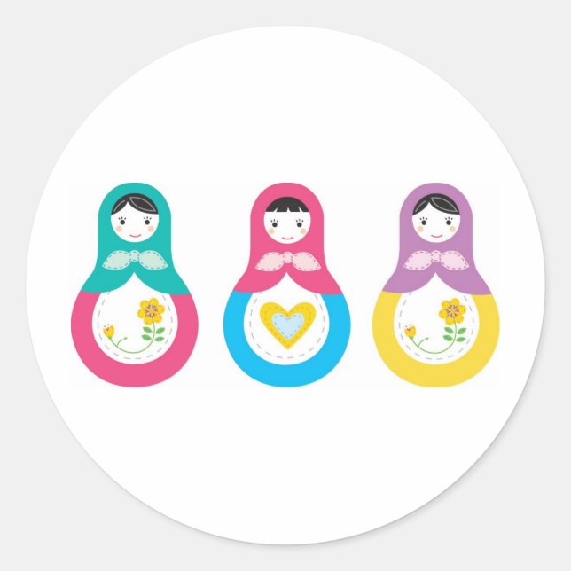 Matryoshka Russian Dolls Classic Round Sticker (Front)
