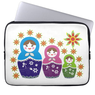 Matryoshka Russian dolls & sunflowers custom Laptop Sleeve
